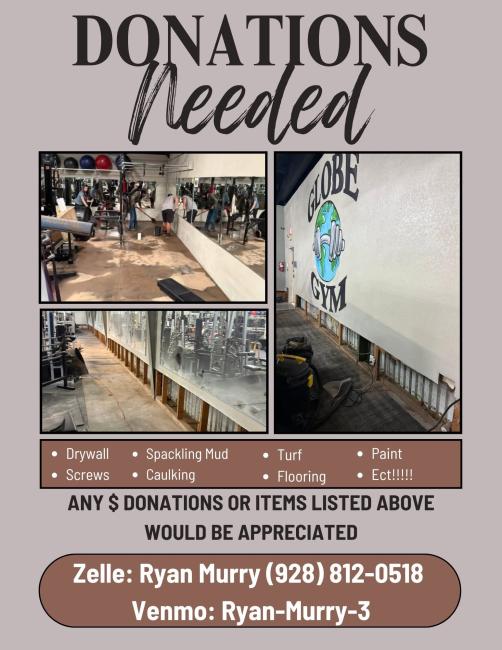 globe gym donation flyer