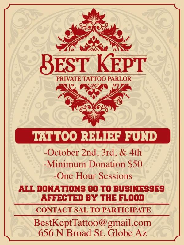 tattoo relief fund flyer
